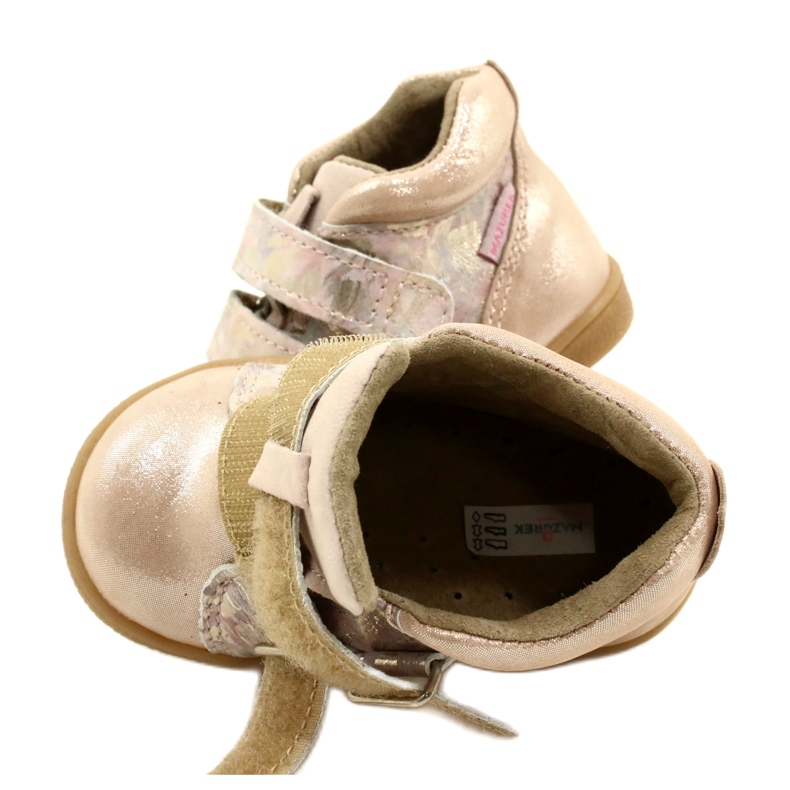 Mazurek Bota velcro 1302 Flor Primavera Satinado Dorado beige 4