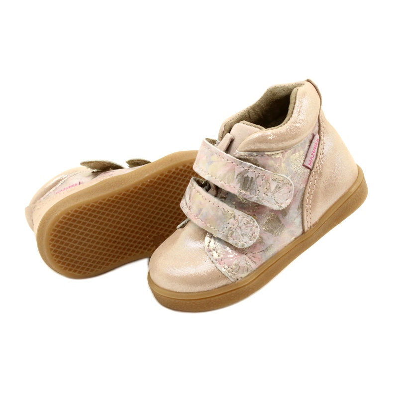 Mazurek Bota velcro 1302 Flor Primavera Satinado Dorado beige 5