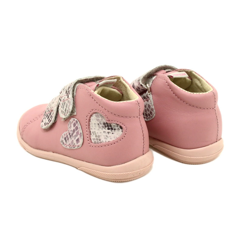 Zapatos velcro Mazurek 1264 Corazones Serpiente Rosa 5