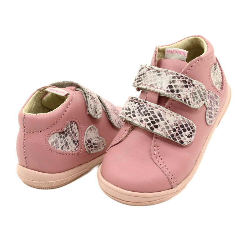 Zapatos velcro Mazurek 1264 Corazones Serpiente Rosa rosado 3