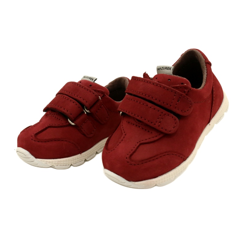 Zapatos para niños de cuero casual Mazurek 1362 Red Velcro rojo 2