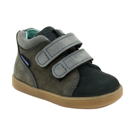 Zapatos de cuero para niños con velcro mazurek 1302 marina-gris 1