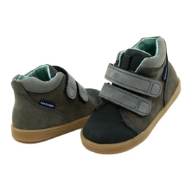 Zapatos de cuero para niños con velcro mazurek 1302 marina-gris 4