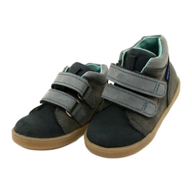 Zapatos de cuero para niños con velcro mazurek 1302 marina-gris 3