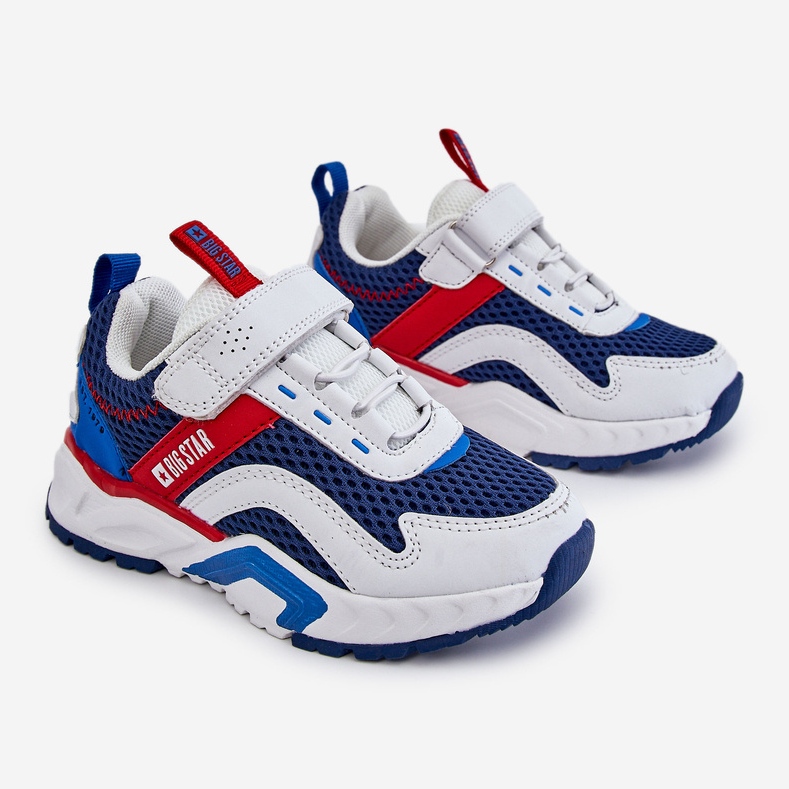 Deportivas Infantiles Con Velcro Big Star JJ374259 Blanco y Azul Marino multicolor 1