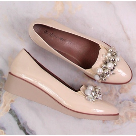 Zapatos cuña lacado beige con abalorios Potocki SZ12031 6