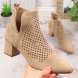 Botines mujer ante calado beige Vinceza 10892 4