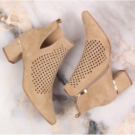 Botines mujer ante calado beige Vinceza 10892 6