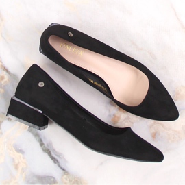 Salones de mujer en ante negro con punta Vinceza 20198 6