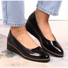 Zapatos cuña mujer lacado negro Vinceza 10865 6