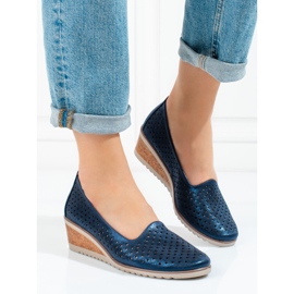W. Potocki Zapatos de salón calados de mujer Potocki azul marino 1