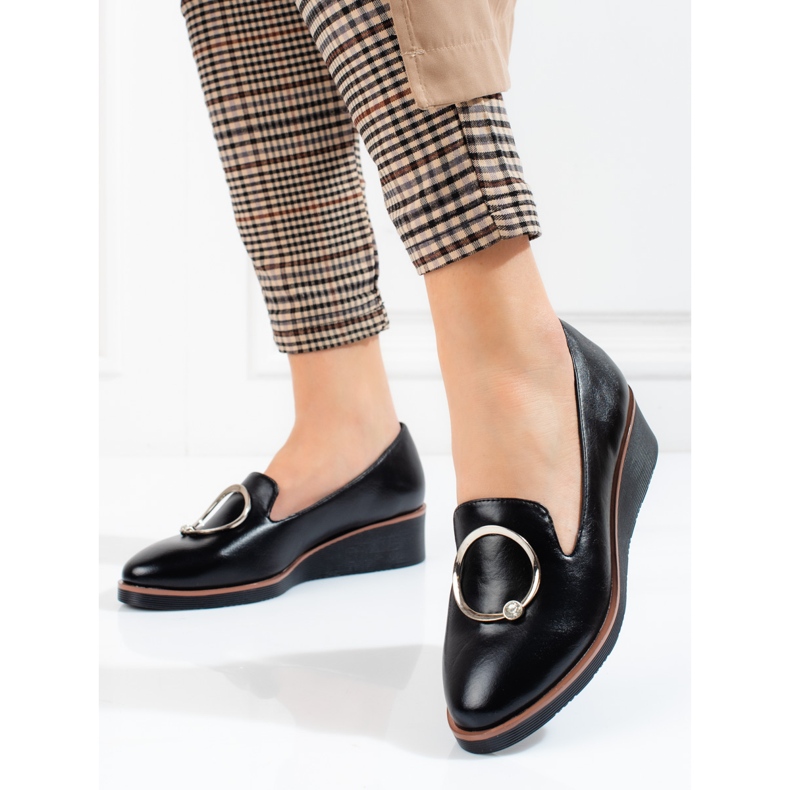 W. Potocki Zapatos negros de cuña baja para mujer de Potocki 1