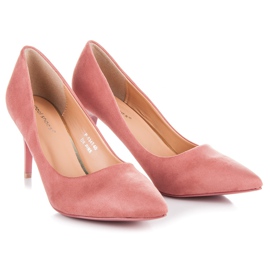 Ideal Shoes Tacones altos de gamuza rosado 5