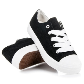Ideal Shoes Zapatillas de pana negro 2