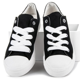 Ideal Shoes Zapatillas de pana negro 3