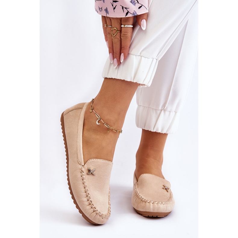 PS1 Mocasines De Mujer En Ante Con Adornos Leah Beige 1 PS1 Mocasines De Mujer En Ante Con Adornos Leah Beige 1