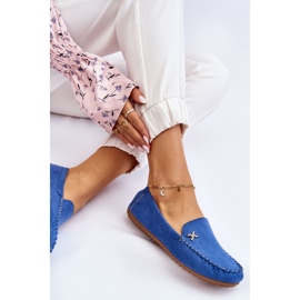 PS1 Mocasines De Mujer En Ante Con Adorno Leah Azul 6