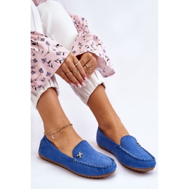 PS1 Mocasines De Mujer En Ante Con Adorno Leah Azul 7