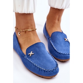 PS1 Mocasines De Mujer En Ante Con Adorno Leah Azul 5