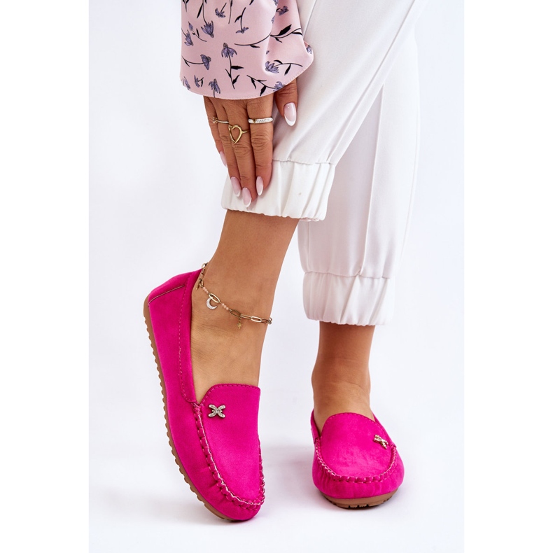 Mocasines De Mujer En Ante Con Adorno Leah Fucsia rosa 1