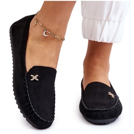 Mocasines De Mujer De Ante Con Adorno Leah Negro 9