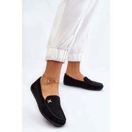 Mocasines De Mujer De Ante Con Adorno Leah Negro 2