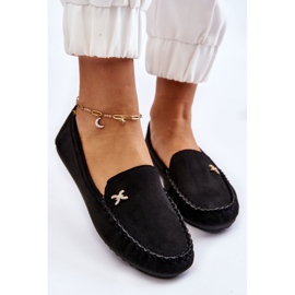 Mocasines De Mujer De Ante Con Adorno Leah Negro 4