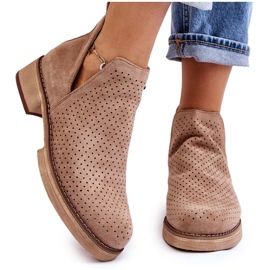 PS1 Botas Tacón Plano Calado Ante Angie Beige Oscuro 10
