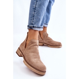 PS1 Botas Tacón Plano Calado Ante Angie Beige Oscuro 4