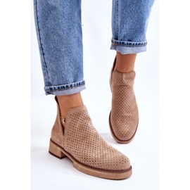 PS1 Botas Tacón Plano Calado Ante Angie Beige Oscuro 5