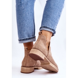 PS1 Botas Tacón Plano Calado Ante Angie Beige Oscuro 7