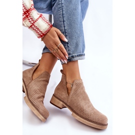 PS1 Botas Tacón Plano Calado Ante Angie Beige Oscuro 8
