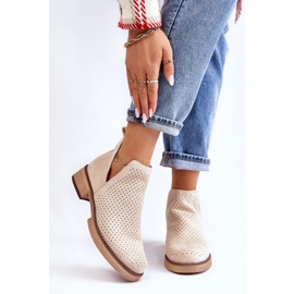 PS1 Botas Tacón Plano Calado Ante Angie Beige 2