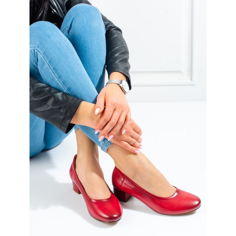 W. Potocki Zapatos de salón de mujer con tacón bajo Potocki rojo 2 W. Potocki Zapatos de salón de mujer con tacón bajo Potocki rojo 2