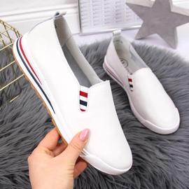 Blancas Zapatillas slip-on mujer Filippo DP3510 de piel blanco 2