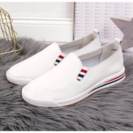 Blancas Zapatillas slip-on mujer Filippo DP3510 de piel blanco 4