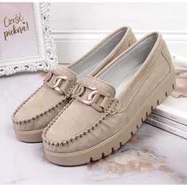 Mocasines mujer de piel en plataforma beige Filippo DP3334 5