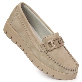 Mocasines mujer de piel en plataforma beige Filippo DP3334 2