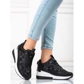Zapatillas deportivas de mujer Shelovet con cuña y estampado negro 3