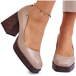 Zapatos De Salón De Cuero De Moda Laura Messi 2599 Beige 9