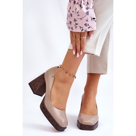 Zapatos De Salón De Cuero De Moda Laura Messi 2599 Beige 1