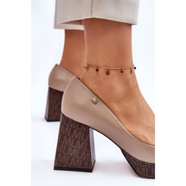 Zapatos De Salón De Cuero De Moda Laura Messi 2599 Beige 3