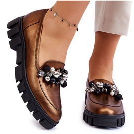 Mocasines Mujer Con Plataforma Laura Messi 2392 Oro Oscuro dorado 9