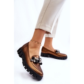 Mocasines Mujer Con Plataforma Laura Messi 2392 Oro Oscuro dorado 3