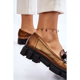 Mocasines Mujer Con Plataforma Laura Messi 2392 Oro Oscuro dorado 5