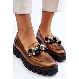 Mocasines Mujer Con Plataforma Laura Messi 2392 Oro Oscuro dorado 4