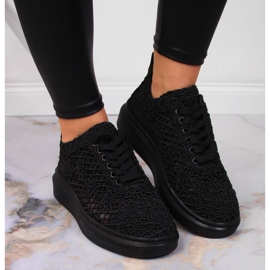 Zapatos de mujer con cordones en la plataforma negra Artiker 50C1114 negro 5