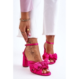 Sandalias de moda con arcos de alta tina fucsia rosado 1