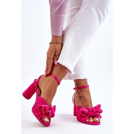 Sandalias de moda con arcos de alta tina fucsia rosado 2