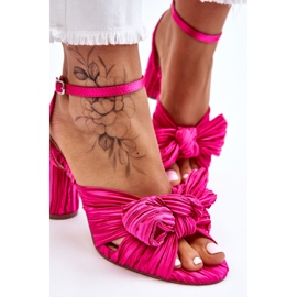 Sandalias de moda con arcos de alta tina fucsia rosado 4